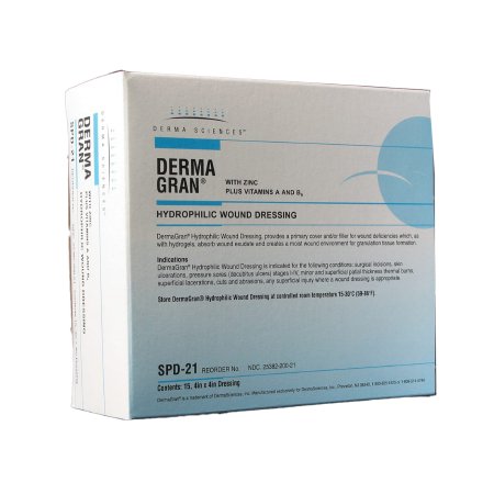 Gentell  SPD21 Zinc Impregnated Dressing Dermagran B Square 4 X 4 Inch Sterile