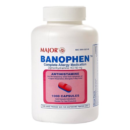 Major Pharmaceuticals  00904530780 Allergy Relief Benadryl 50 mg Strength Capsule 1,000 per Bottle