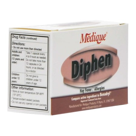 Medique Products  18464 Allergy Relief Diphen 25 mg Strength Caplet 24 per Box