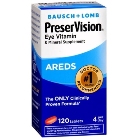 Bausch & Lomb  24208043262 Multivitamin Supplement PreserVision Vitamin A / Ascorbic Acid 14320 IU - 226 mg Strength Tablet 120 per Bottle