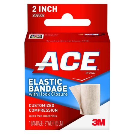 3M  207602 Elastic Bandage 3M ACE 2 Inch X 4.2 Foot Single Hook and Loop Closure Tan NonSterile Standard Compression