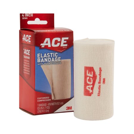 3M  207604 Elastic Bandage 3M ACE 4 Inch X 5.3 Foot Single Hook and Loop Closure Tan NonSterile Standard Compression