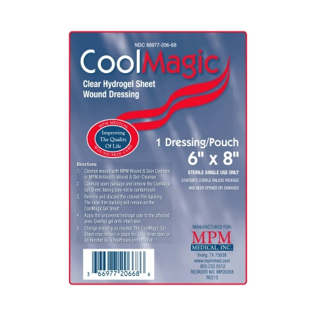 MPM Medical  MP00208 Hydrogel Wound Dressing CoolMagic Sheet 6 X 8 Inch Rectangle Sterile