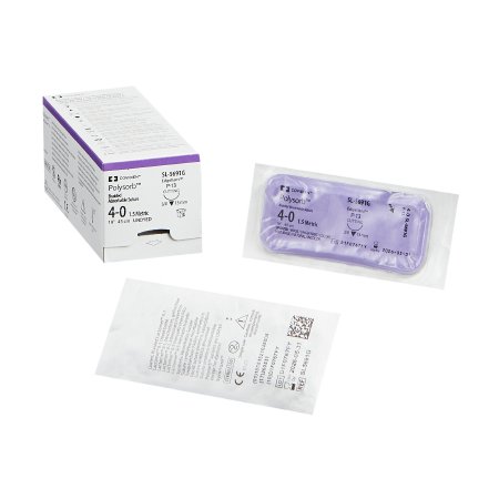 Covidien  SL-5691G Absorbable Suture with Needle Polysorb Polyester P-13 3/8 Circle Precision Reverse Cutting Needle Size 4 - 0 Braided