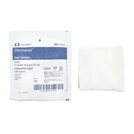 Cardinal  441200 Gauze Sponge Dermacea 6 X 6-3/4 Inch 10 per Pack Sterile 12-Ply Rectangle