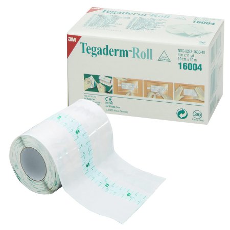 3M  16004 Transparent Film Dressing 3M Tegaderm 4 Inch X 11 Yard 2 Tab Delivery Roll NonSterile