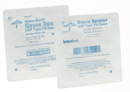 Medline  NON21425 Gauze Sponge 4 X 4 Inch 10 per Tray Sterile 8-Ply Square