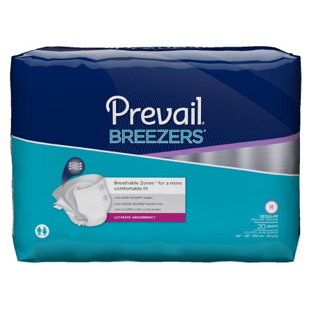 First Quality PVB-016/1 Unisex Adult Incontinence Brief Prevail Breezers Regular Disposable Heavy Absorbency