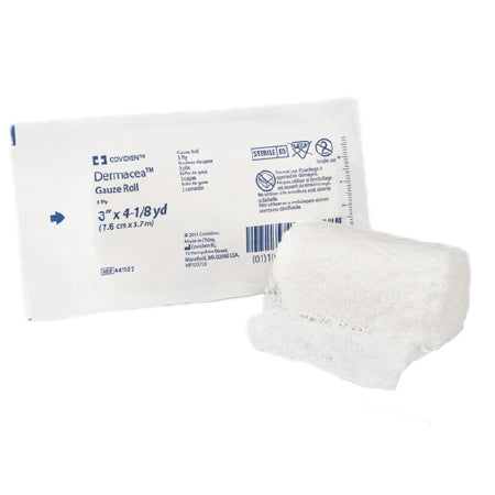 Cardinal  441107 Fluff Bandage Roll Dermacea 3 Inch X 4-1/8 Yard 1 per Pouch Sterile 3-Ply Roll Shape