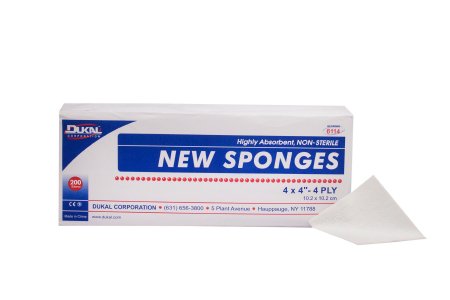 Dukal  6114 Nonwoven Sponge Dukal 4 X 4 Inch 200 per Pack NonSterile 4-Ply Square