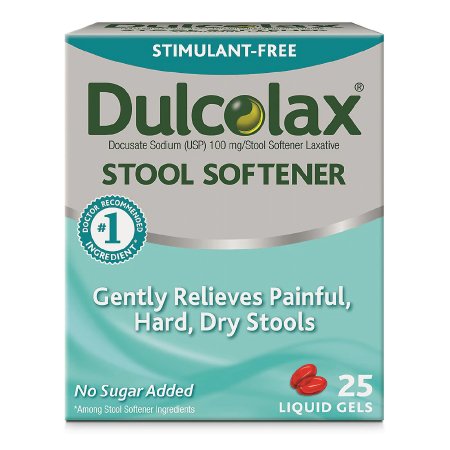 Novartis  68142102202 Stool Softener Dulcolax Gelcap 25 per Box 100 mg Strength Docusate Sodium