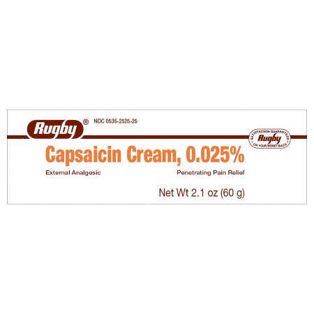 Major Pharmaceuticals  00536252525 Topical Pain Relief Rugby 0.025% Strength Capsaicin Cream 2.1 oz.