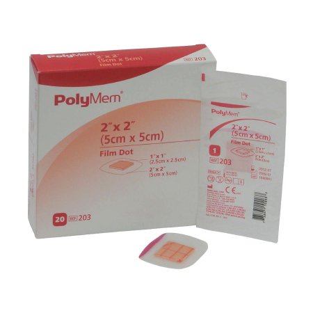 Ferris Manufacturing  203 Foam Dressing PolyMem 2 X 2 Inch With Border Film Backing Adhesive Square Sterile