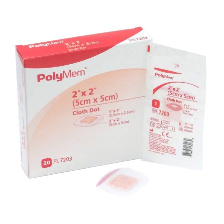 Ferris Manufacturing  7203 Adhesive Strip PolyMem 2 X 2 Inch Polyurethane / Film Square Pink / White Sterile