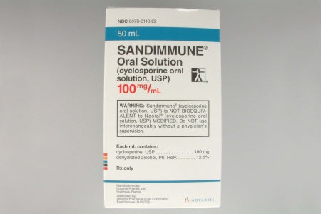 Novartis  00078011022 Sandimmune Cyclosporine 100 mg / mL Solution Bottle 50 mL