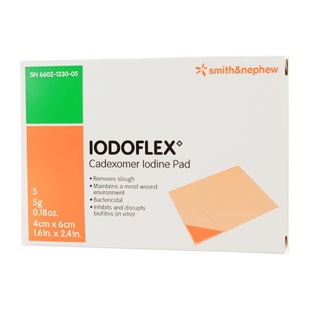 Smith & Nephew  6602133005 Iodophor Impregnated Dressing Iodoflex Pad Rectangle 1-1/2 X 2- 3/8 Inch Sterile