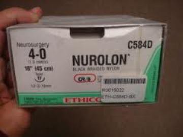 J & J Healthcare Systems  C550D Nonabsorbable Suture with Needle Nurolon Nylon CTX 1/2 Circle Taper Point Needle Size 1 Braided