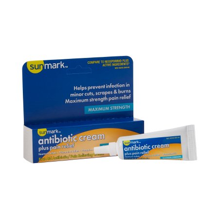 McKesson Brand 49348069069 First Aid Antibiotic with Pain Relief sunmark Cream 0.5 oz. Tube