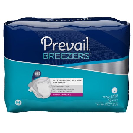 First Quality PVB-013/2 Unisex Adult Incontinence Brief Prevail Breezers Large Disposable Heavy Absorbency