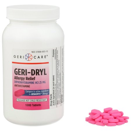 Geri-Care  681-10-GCP Allergy Relief Geri-Care 25 mg Strength Tablet 1,000 per Bottle