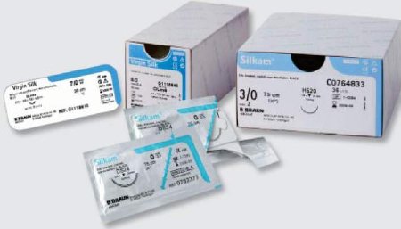 Tissue Seal LLC  C0766690 Nonabsorbable Suture with Needle Silkam Silk DSMP19 3/8 Circle Reverse Cutting Needle Size 3 - 0 Braided