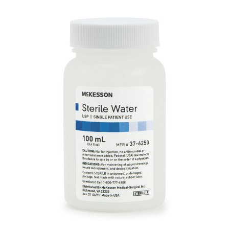 McKesson Brand 37-6250 Irrigation Solution McKesson Sterile Water for Irrigation Not for Injection Bottle, Screw Top 100 mL