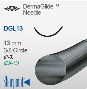 Surgical Specialties  AD-1698 Nonabsorbable Suture with Needle Sharpoint Nylon DGL13 3/8 Circle Precision Reverse Cutting Needle Size 6 - 0 Monofilament