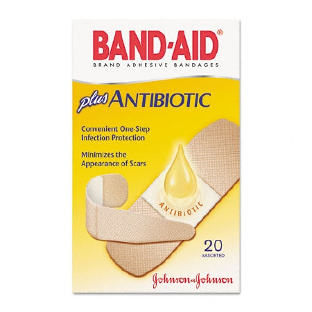 J & J Sales  38137005570 Adhesive Strip Band-Aid with Neosporin 3/4 X 3 Inch / 1 X 3 Inch Plastic s/b Plastic / Neosporin Rectangle Tan Sterile