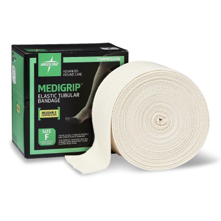 Medline  MSC9505 Elastic Tubular Support Bandage Medigrip 4 Inch X 11 Yard Large Knee / Thigh Pull On Tan NonSterile Size F Standard Compression