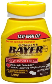 Bayer  00280200020 Pain Relief Bayer 325 mg Strength Aspirin Tablet 200 per Bottle