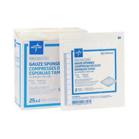 Medline  PRM4412 Gauze Sponge Medline 4 X 4 Inch 2 per Pack Sterile 12-Ply Square