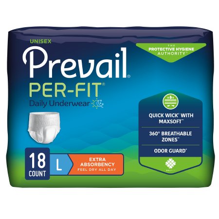 First Quality PF-513 Unisex Adult Absorbent Underwear Prevail Per-Fit Pull On with Tear Away Seams Large Disposable Heavy Absorbency