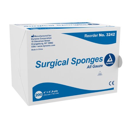 Dynarex  3242 Gauze Sponge Dynarex 4 X 4 Inch 20 per Pack NonSterile 8-Ply Square