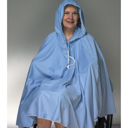 Skil-Care 909140 Shower Poncho with Hood Blue One Size Fits Most Over-the-Head Drawstring Closure Unisex