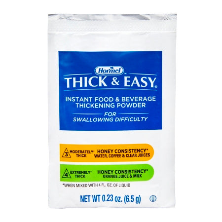 Hormel Food Sales 20223 Food and Beverage Thickener Thick & Easy 6.5 Gram Individual Packet Unflavored Powder IDDSI Level 3 Moderately Thick/Liquidized