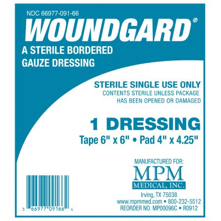 MPM Medical  MP00096C Adhesive Dressing WoundGard 6 X 6 Inch Gauze Square White Sterile