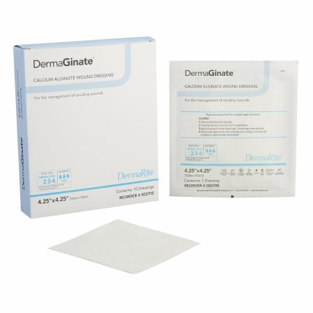 DermaRite Industries  00270E Alginate Dressing DermaGinate 4-1/4 X 4-1/4 Inch Square