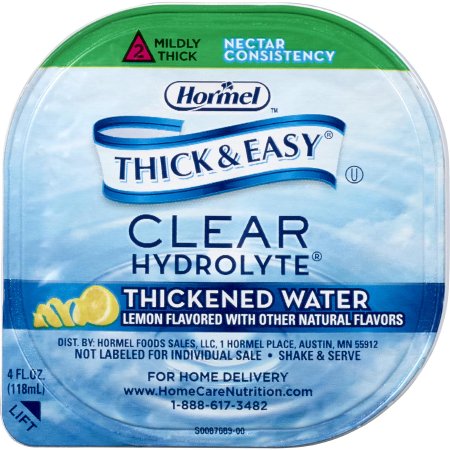 Hormel Food Sales 23061 Thickened Water Thick & Easy Hydrolyte 4 oz. Portion Cup Lemon Flavor Liquid IDDSI Level 2 Mildly Thick