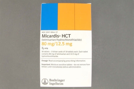 Boehringer Ingelheim  00597004437 Micardis HCT Telmisartan / Hydrochlorothiazide 80 mg - 12.5 mg Tablet Blister Pack 30 Tablets