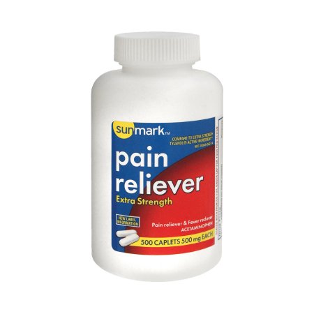 McKesson Brand 49348004214 Pain Relief sunmark 500 mg Strength Acetaminophen Caplet 500 per Bottle