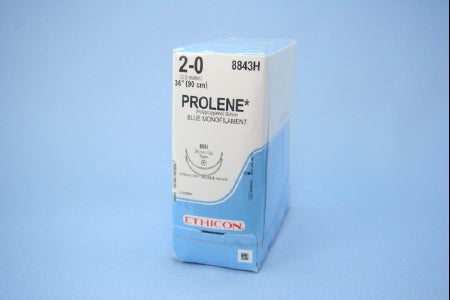 J & J Healthcare Systems  8843H Nonabsorbable Suture with Needle Prolene Polypropylene MH 1/2 Circle Taper Point Needle Size 2 - 0 Monofilament