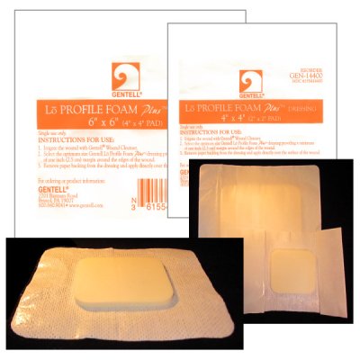 Gentell  GEN-14400C Foam Dressing Gentell Bordered 4 X 4 Inch With Border Waterproof Backing Adhesive Square Sterile