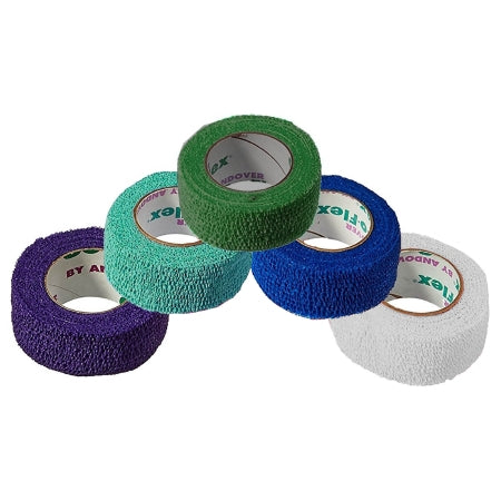 Andover Coated Products  5100RB-030 Cohesive Bandage CoFlex NL 1 Inch X 5 Yard Self-Adherent Closure Teal / Blue / White / Purple / Green NonSterile 12 lbs. Tensile Strength