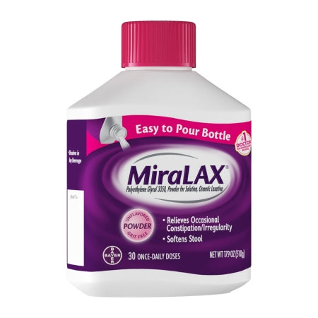 Bayer  11523723404 Laxative MiraLAX Powder 17.9 oz. 17 Gram Strength Polyethylene Glycol 3350