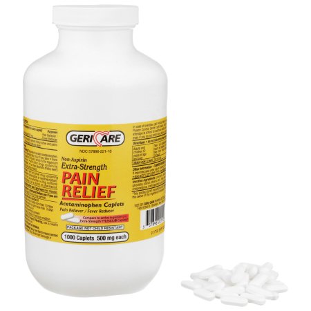 Geri-Care  221-10-GCP Pain Relief Geri-Care 500 mg Strength Acetaminophen Caplet 1,000 per Bottle