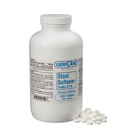 Geri-Care  421-10-HST Stool Softener Geri-Care Tablet 1,000 per Bottle 100 mg Strength Docusate Sodium