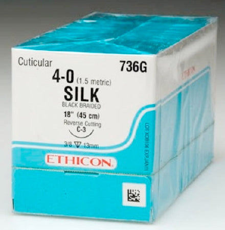 J & J Healthcare Systems  C016D Nonabsorbable Suture with Needle Perma-Hand Silk SH 1/2 Circle Taper Point Needle Size 2 Braided