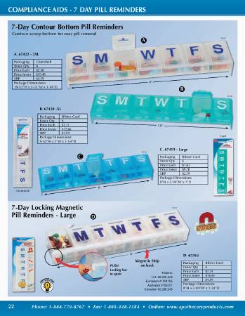 Apothecary Products  67420 Pill Organizer X-Large 7 Day 1 Dose