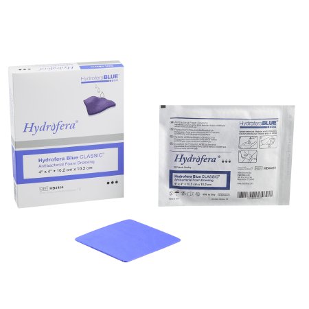 Hydrofera  HB4414 Antibacterial Foam Dressing Hydrofera BLUE Classic 4 X 4 Inch Without Border Without Film Backing Nonadhesive Square Sterile