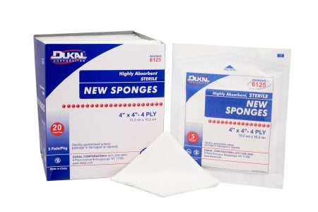 Dukal  6125 Nonwoven Sponge Dukal 4 X 4 Inch 5 per Pack Sterile 4-Ply Square